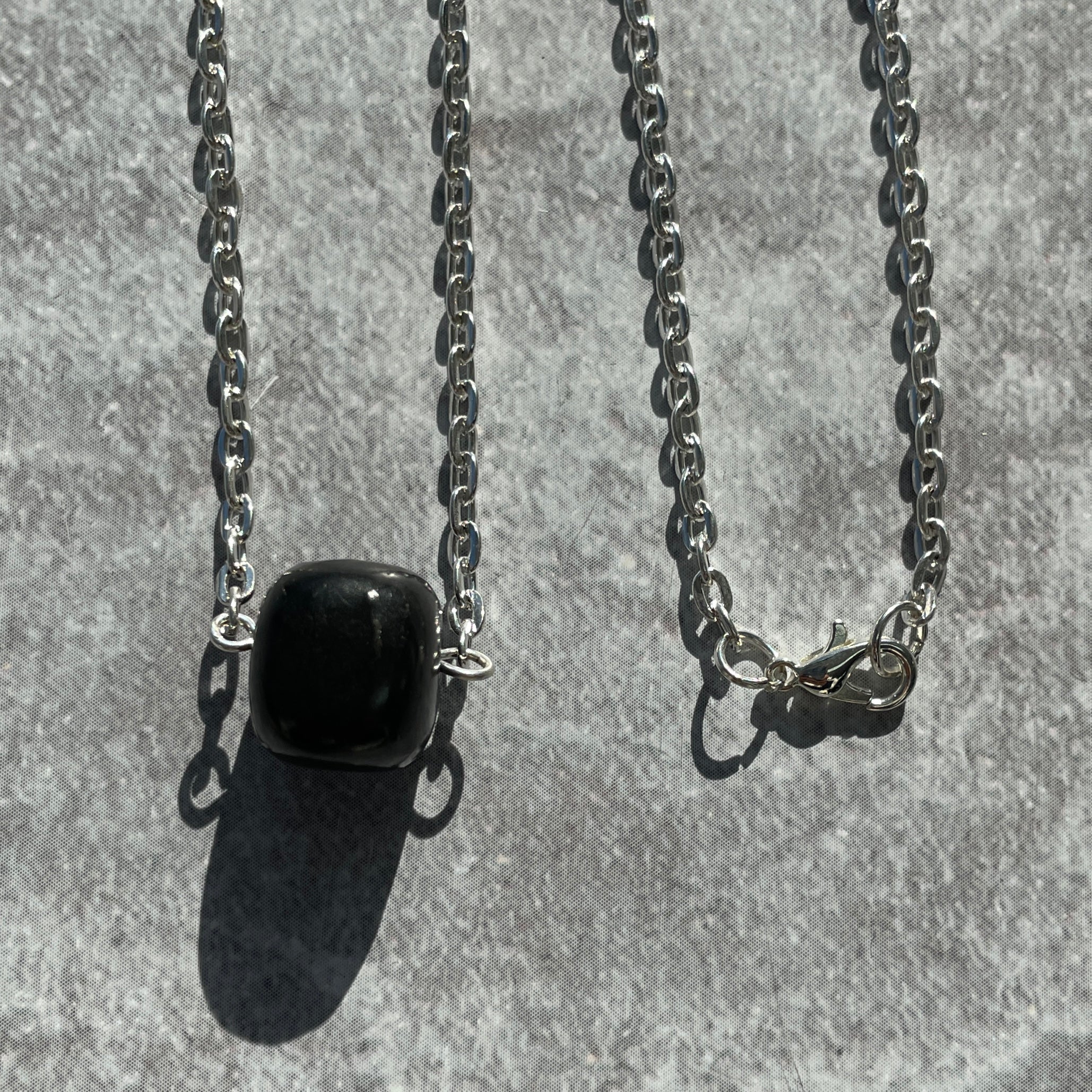 Shungite Necklace - Silver Bead Shungite Necklace - Silver Bead